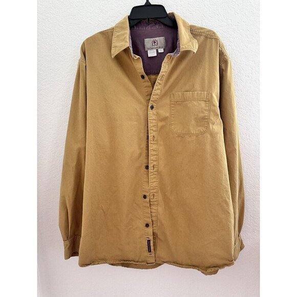 THE TERRITORY AHEAD Mens Jean Shirt XL Cotton Button Up Mustard Grandpacore READ - Picture 3 of 13